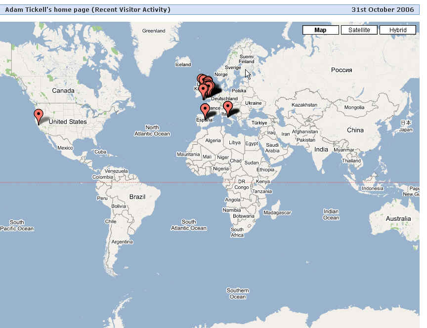 Visitors to Adam Tickell's website